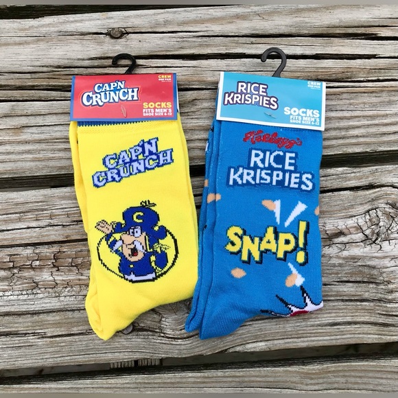 Kellogg’s Other - 2/$10 NEW Mens 2 Licensed Breakfast Cereal Captn Crunch Rice Krispies Food Socks